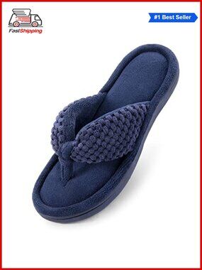 Popcorn Flip Flop House Slippers with Memory Foam Open Toe Spa Thong Slides